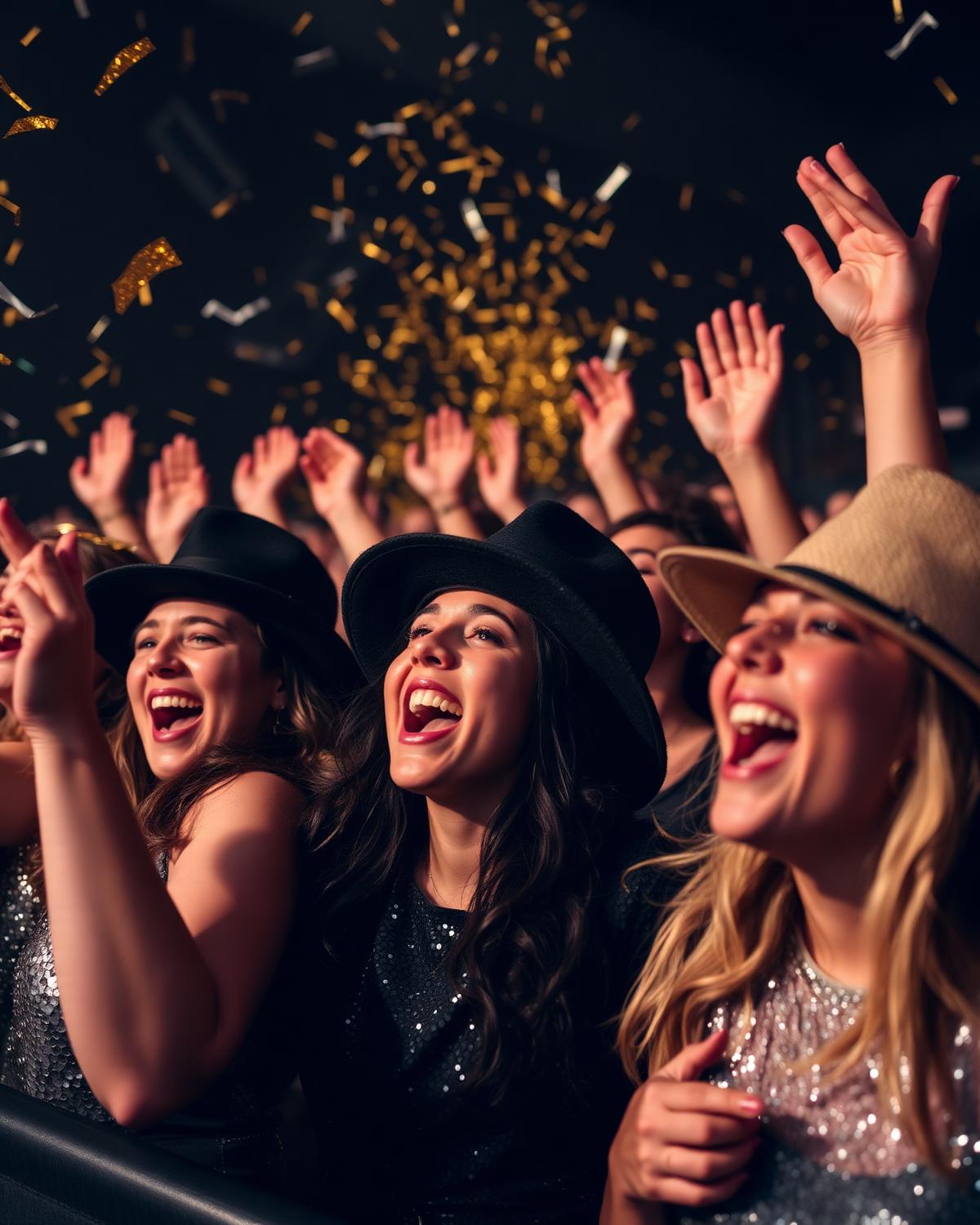 Mitsingende Fans mit Fedora-Hüten bei der MJ Party Tour